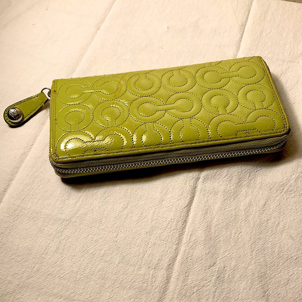 Coach Green Patent Leather Accordion Wallet